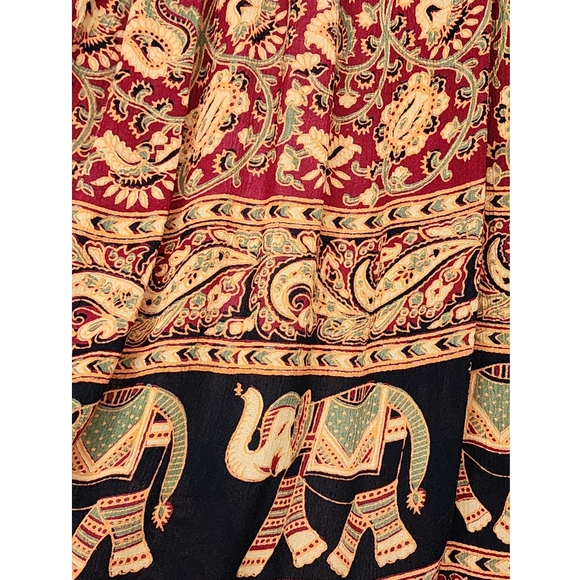 Vintage 90s hippie boho grunge crinkle india elephant dress S-L - Picture 4 of 7